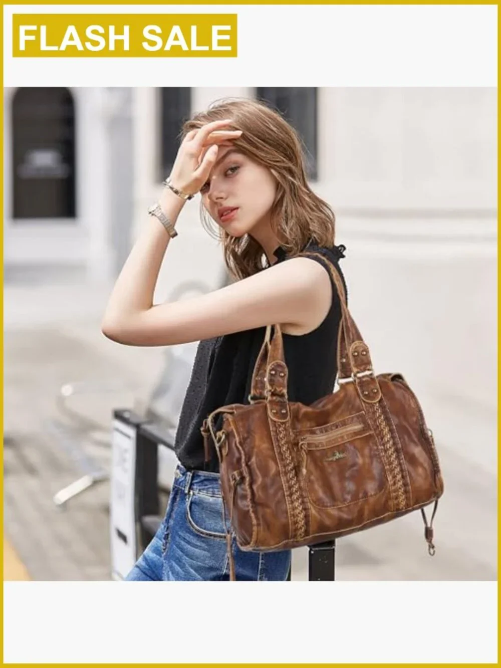 Vegan Leather Hobo Satchel Handbag Large Tote Shoulder Bag with Pockets